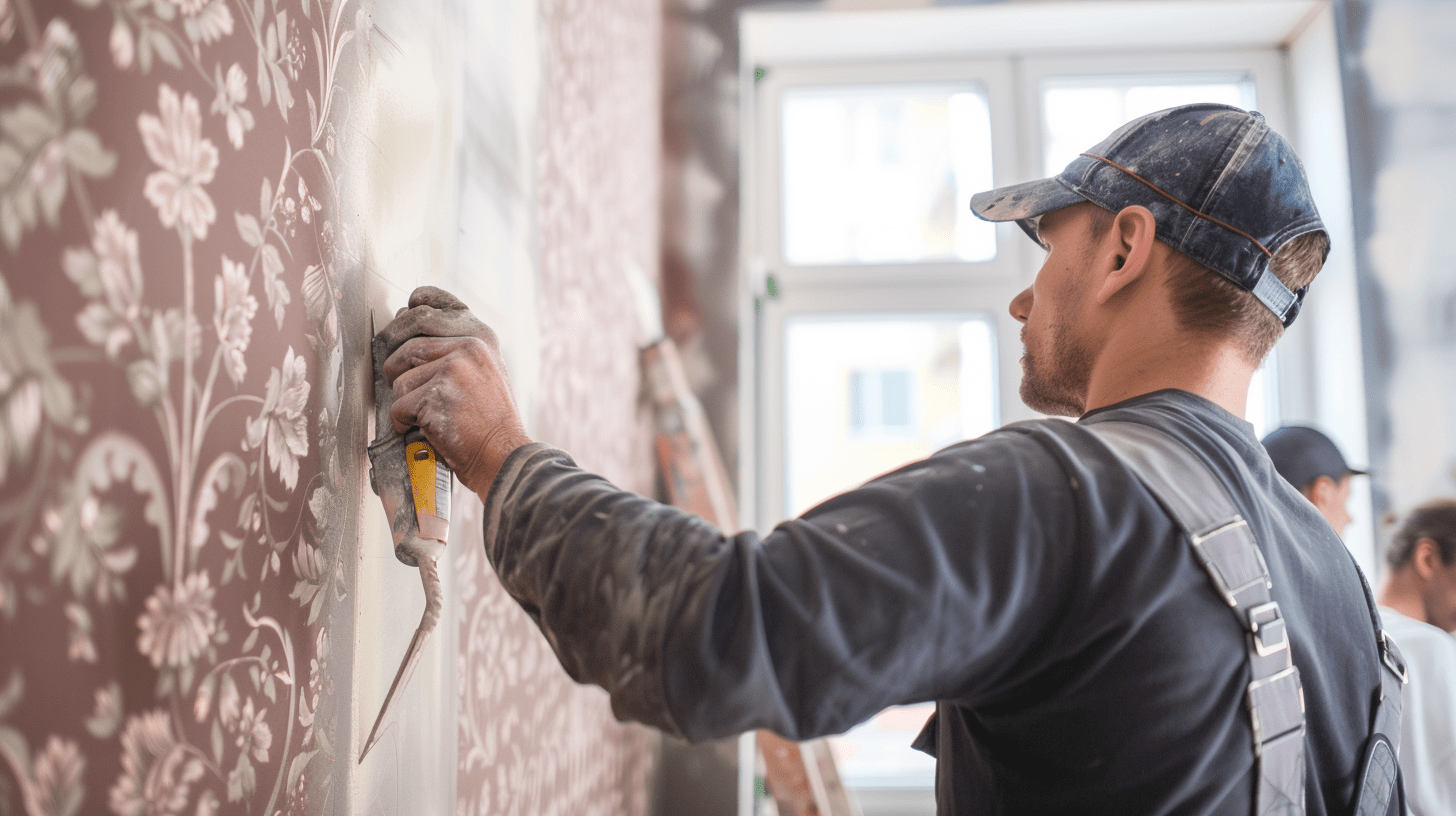 Rénovation murale avec pose de papier peint fleuri à Angoulême - Couleurs des Charentes