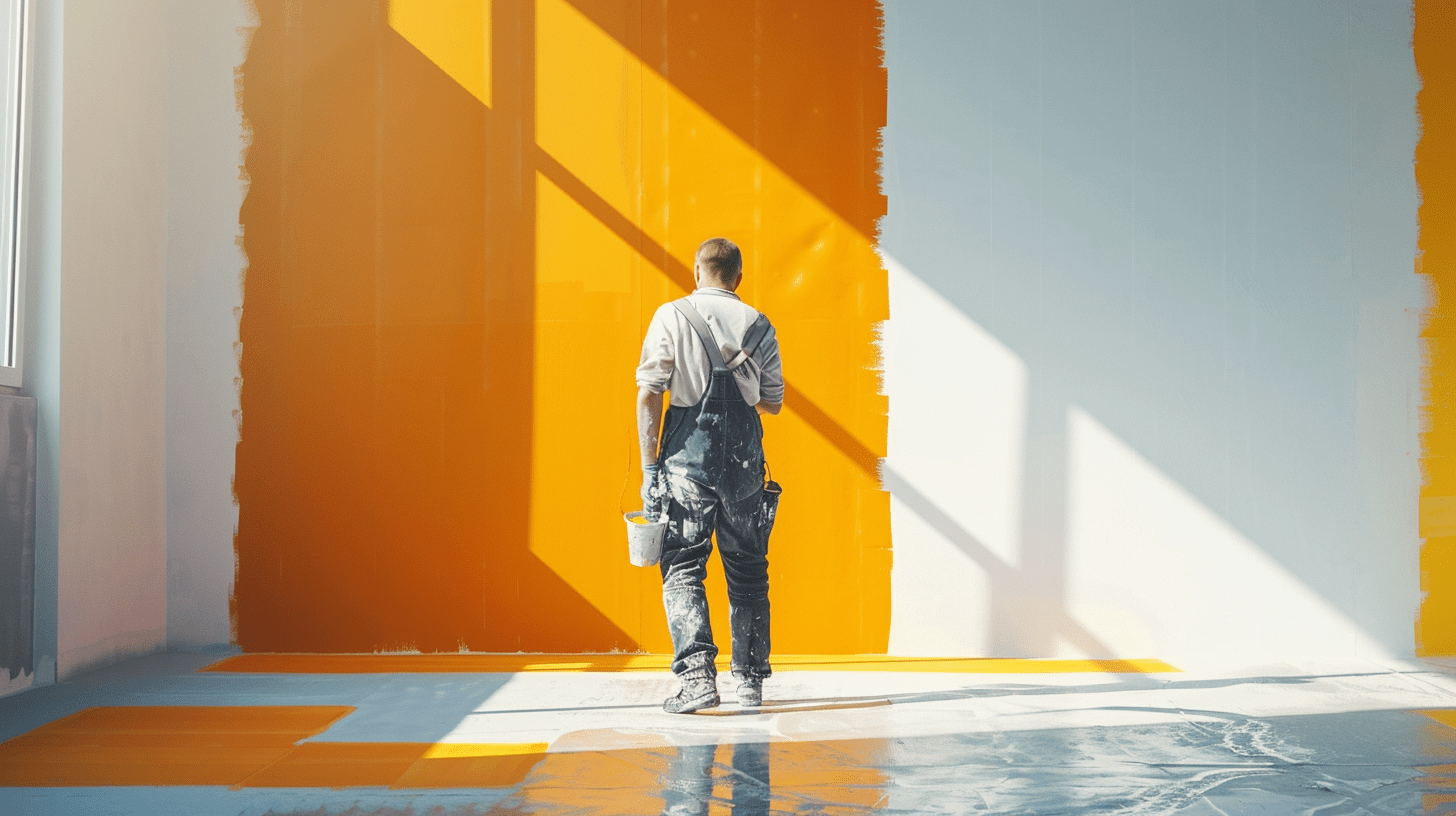 Application de peinture vive orange sur un mur à Angoulême - Couleurs des Charentes