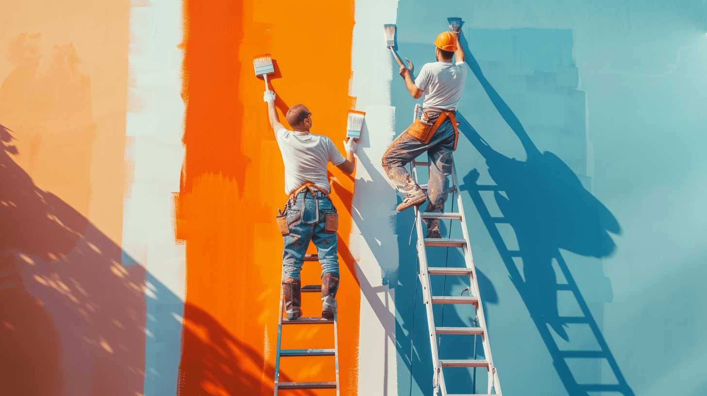 Peinture extérieure multicolore sur une façade à Angoulême - Couleurs des Charentes
