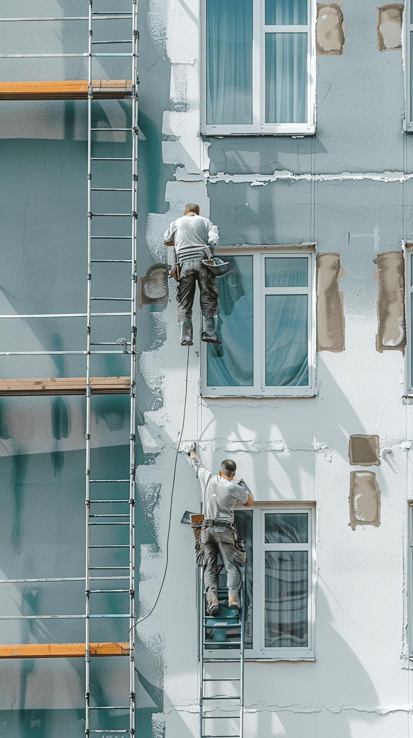Travaux de peinture extérieure sur une façade en rénovation en Charente - Couleurs des Charentes