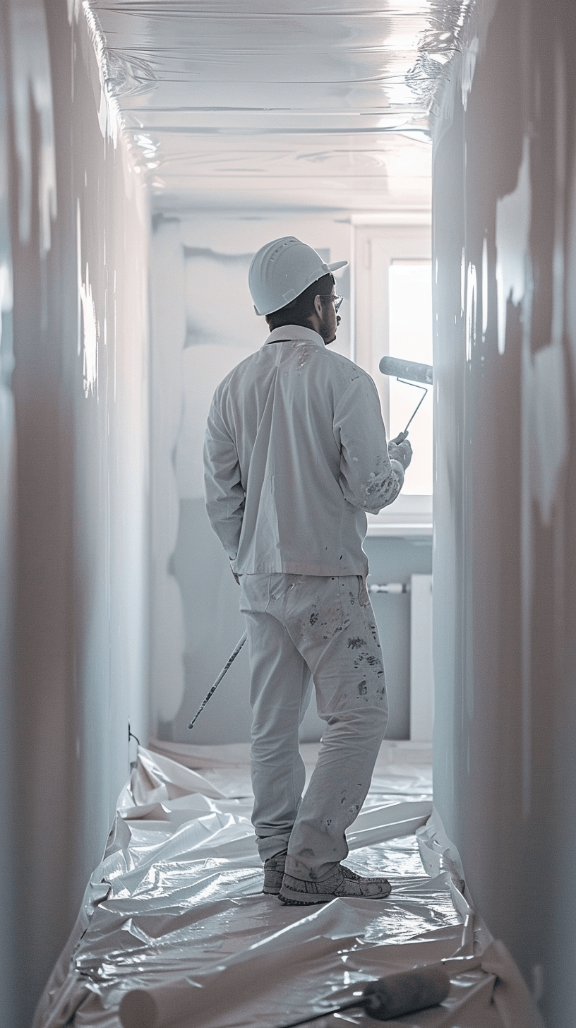 Application de peinture intérieure dans un couloir à Angoulême - Couleurs des Charentes
